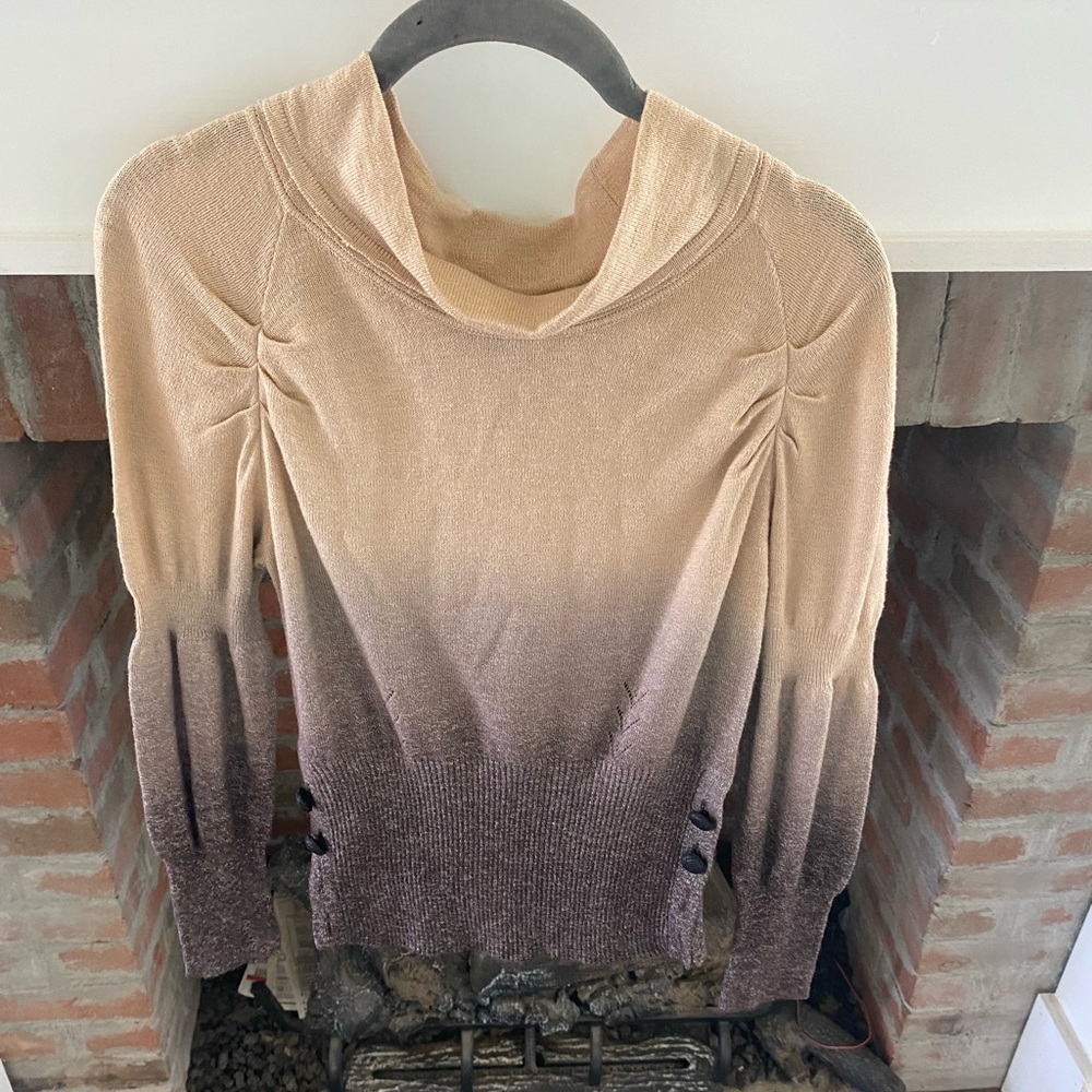 Language Medium Brown Natural Toned Hombre Long Sleeve Fitted Sweater Autumn